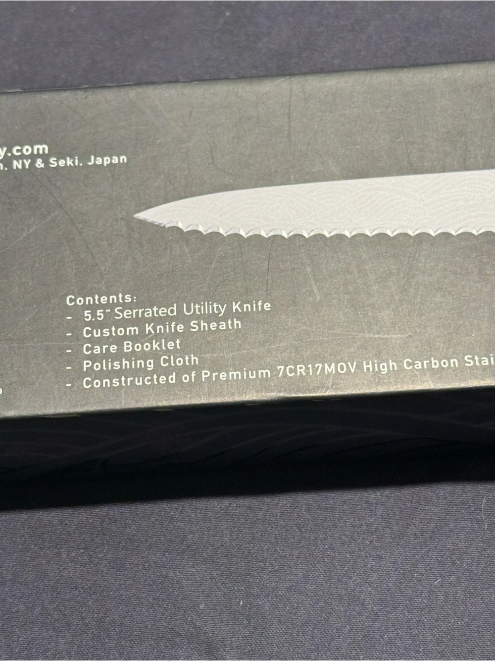 Brooklyn Knife Co. Serrated Utility Knife Japanese Seigaiha 5.5 Inch High Carbon